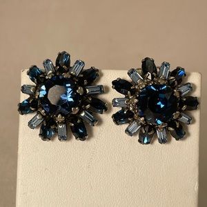 FINAL MARKDOWN- Regal vintage mid century 1950’s blue Austrian crystal ear clips